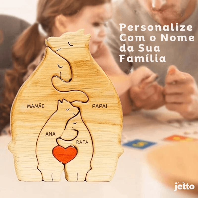 Família de Ursos de Madeira | Personalize Com O Nome da Sua Família