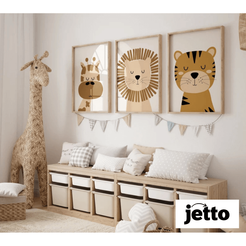 Kit 3 Quadros Selva Encantada para Quarto Infantil