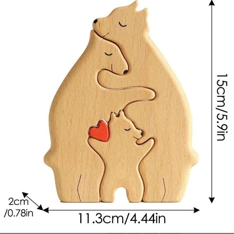 Família de Ursos de Madeira | Personalize Com O Nome da Sua Família