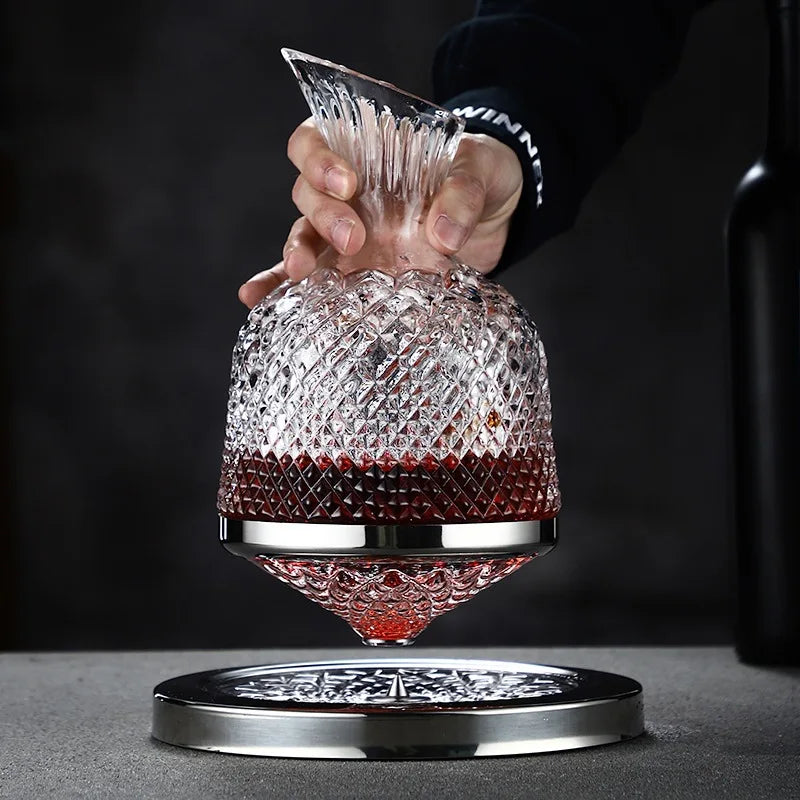 Decantador de Vinho Giratório em Vidro de Cristal Premium 1500ml