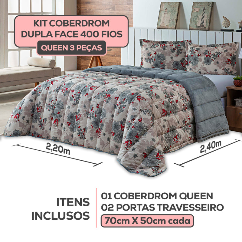 Conjunto de Luxo Coberdrom Casal Queen 400 Fios Dupla Face